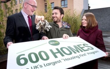 Wheatley Housing Group’s Martin Armstrong, Social Bite’s Joshua Littlejohn and Suzanne Fitzpatrick, a professor at Heriot-Watt