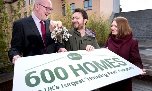 Wheatley Housing Group’s Martin Armstrong, Social Bite’s Joshua Littlejohn and Suzanne Fitzpatrick, a professor at Heriot-Watt