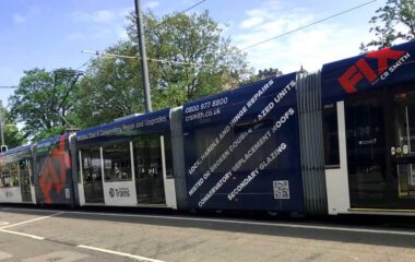 Edinburgh Tram on Princes Stree with FIX from CR Smith livery