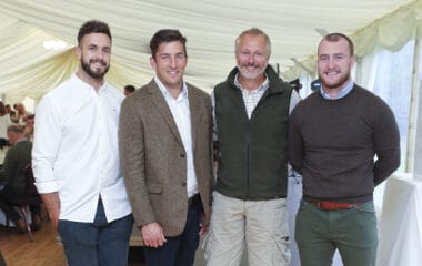 Scottish Rugby players Alex Dunbar, DTH van der Merwe and Stuart Hogg with Nick Nairn