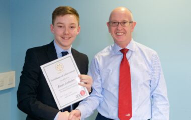 Ruairi Gallagher photographed with Robert Wood at the FES Hand picked academy