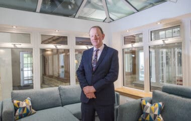 Gerard Eadie CBE photographed in a Lorimer Orangerie in the CR Smith show complex