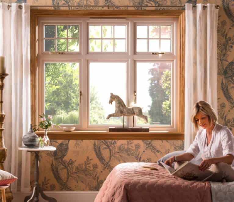 Casement window bedroom scene - Pauline - Royal oak full finish