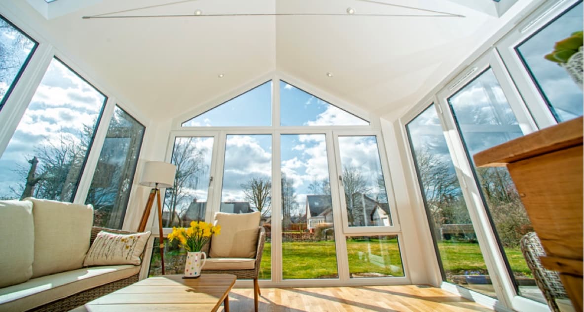 Lorimer sunroom with floor to ceiling glazing