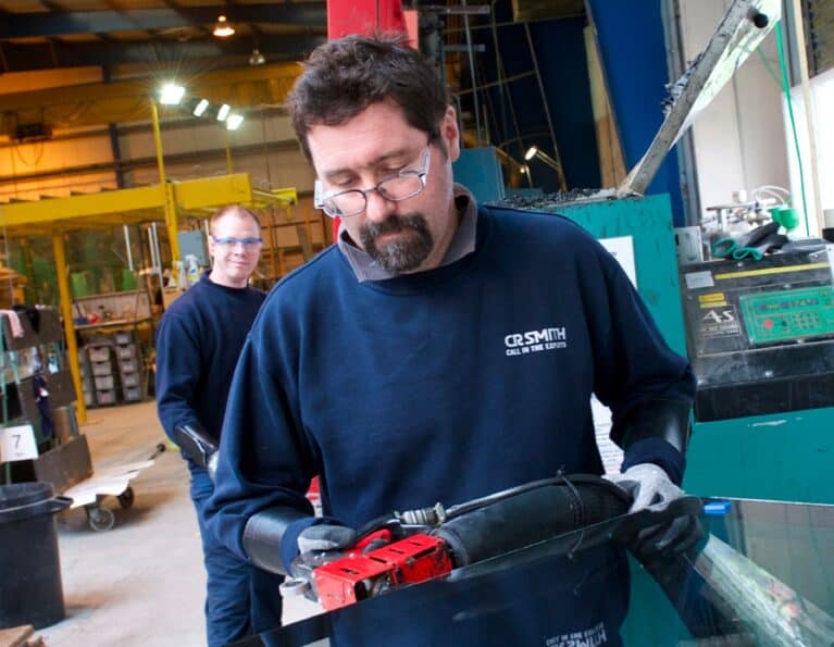 CR Smith staff in the glass plant