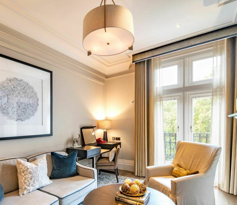 living room with secondary glazing fitted on the doors and windows