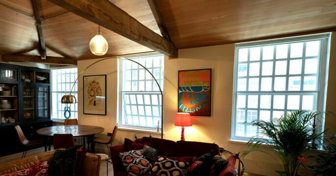 living room with three windows fitted with secondary glazing