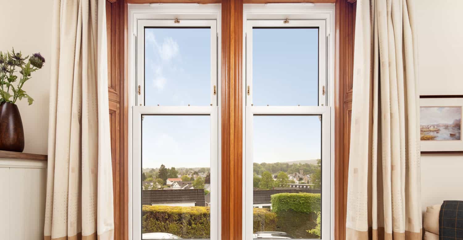 Large brown window frame