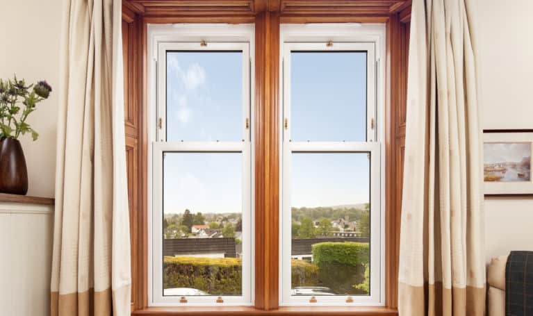 Large brown window frame