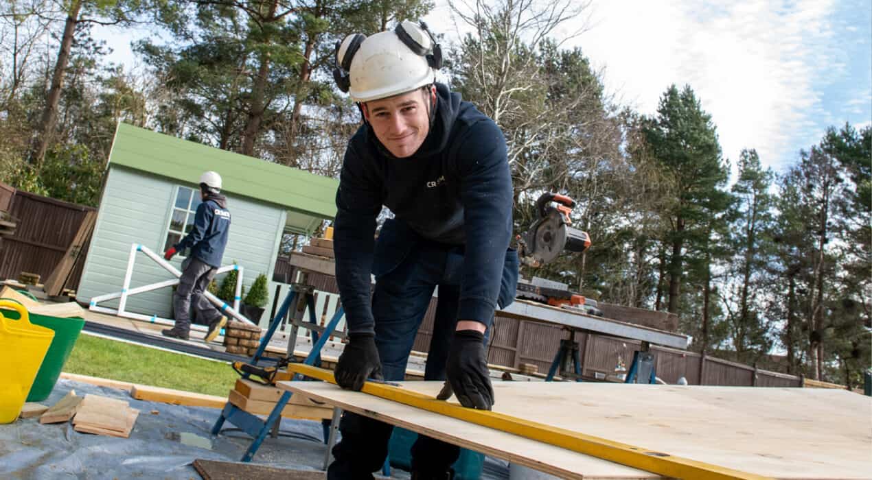CR Smith apprentice working on a construction site