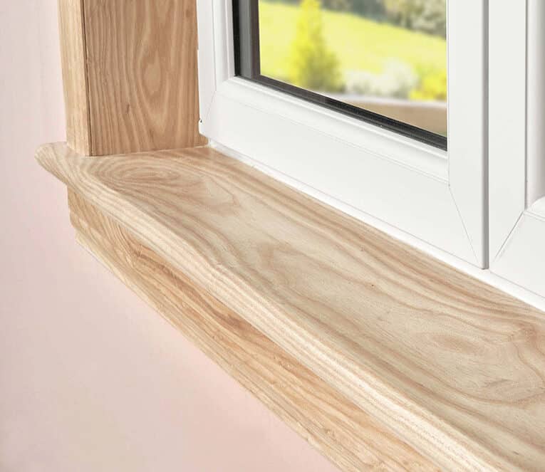 Close up of an ash solid timber window sill