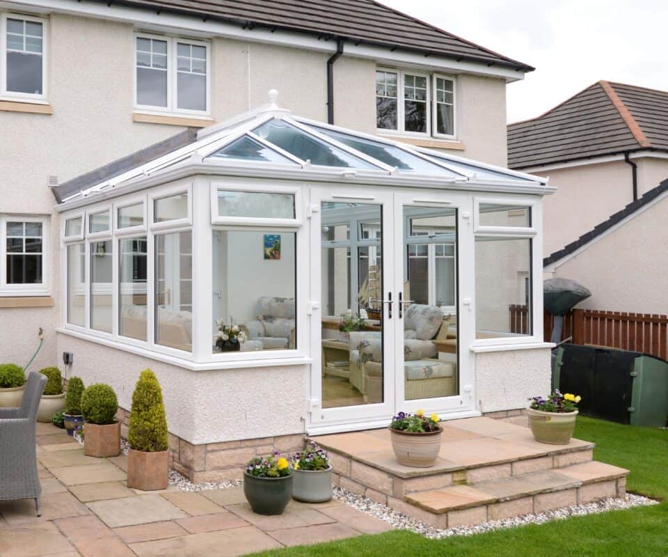 External view of white edwardian conservatory