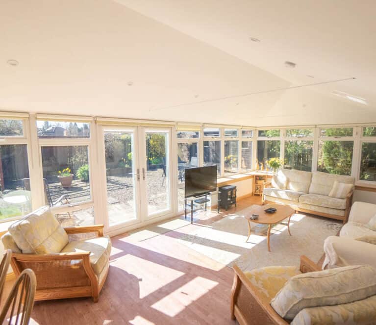 Internal view of conservatory with new solid roof replacement