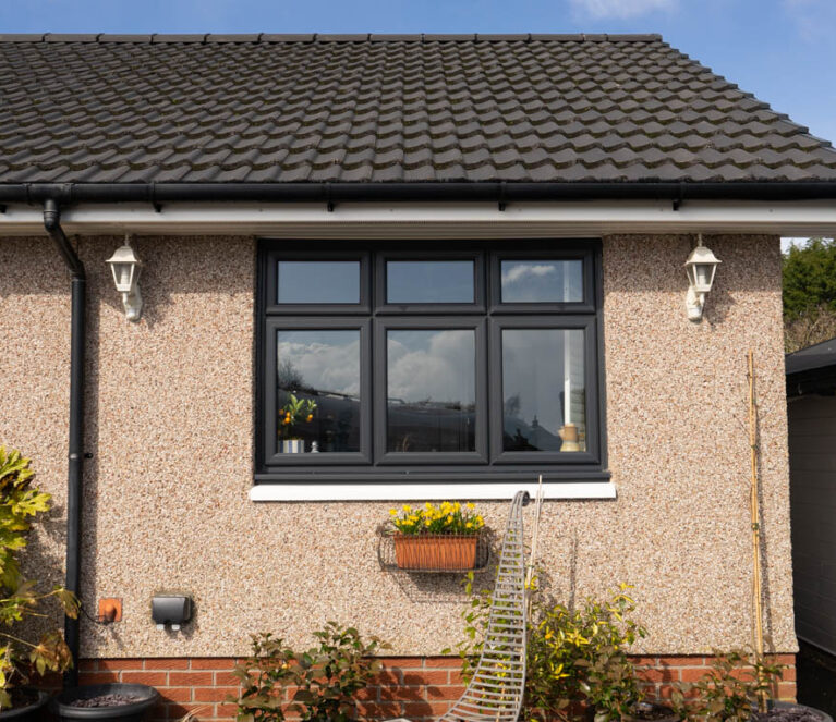 anthracite grey casement windows external view