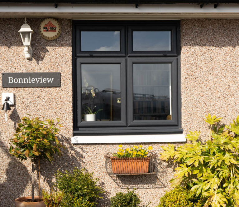 anthracite grey casement windows external view