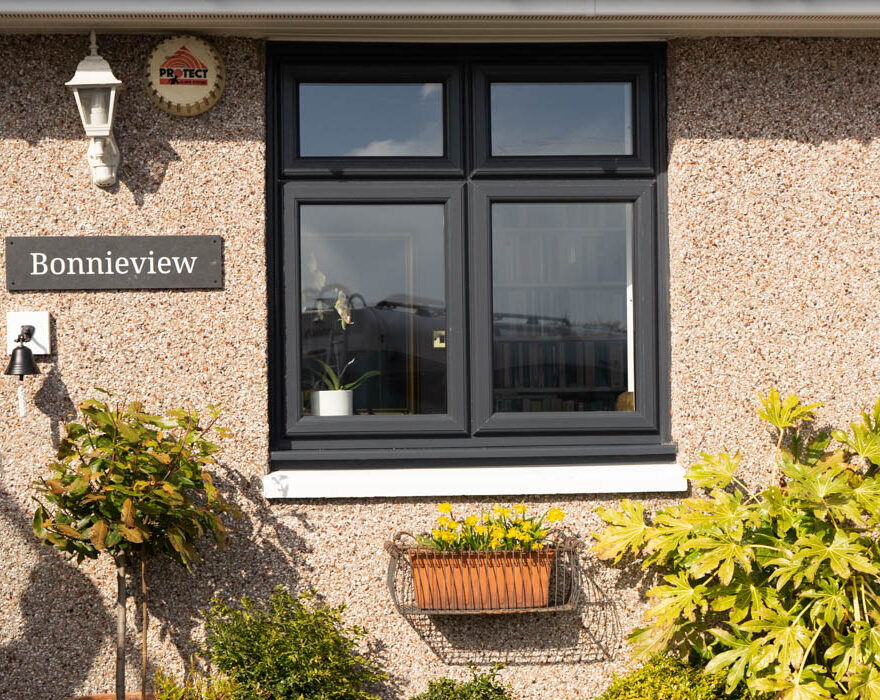anthracite grey casement windows external view
