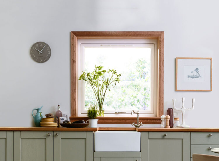 uPVC reversible window complete with full finish in oak