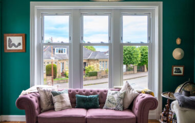 Interior shot of sliding sash double glazing in Glasgow home.