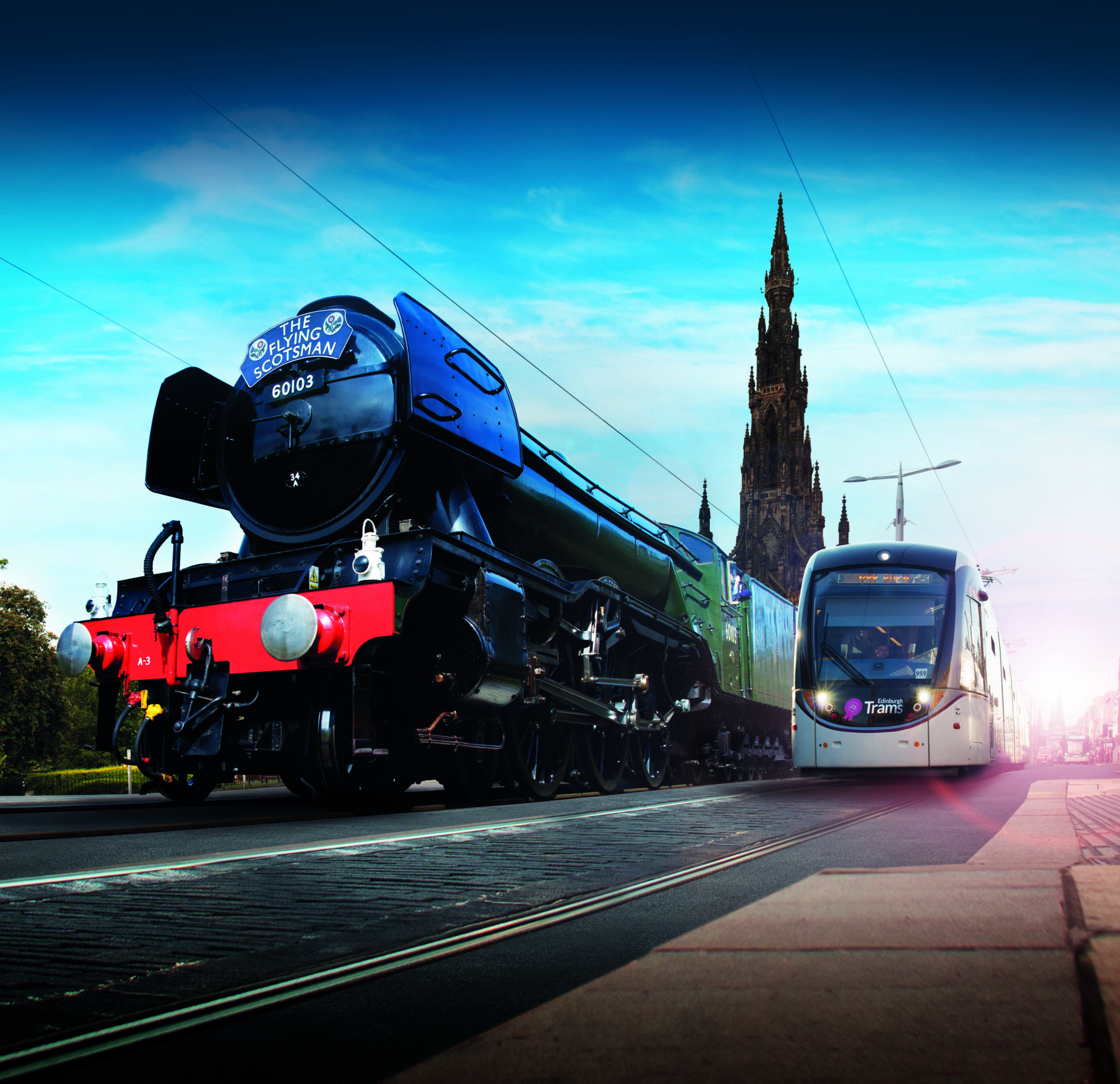 Scotsman Train and CR Smith Windows Sponsored Tram.