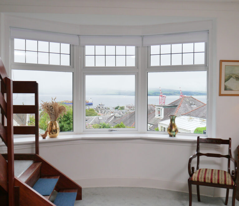 Internal image of white Lorimer casement bay window.