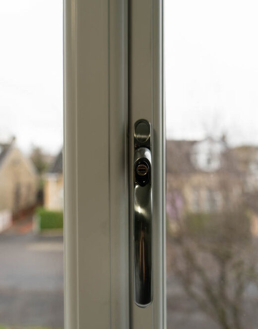 Close up interior view of a Lorimer graphite handle installed in a home in Wishaw, Glasgow.