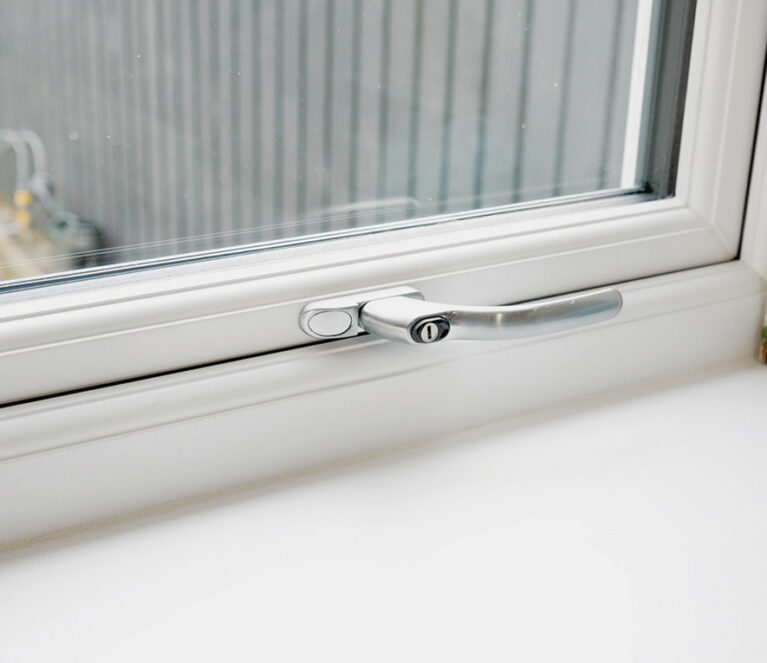 Lorimer casement window and handle close up