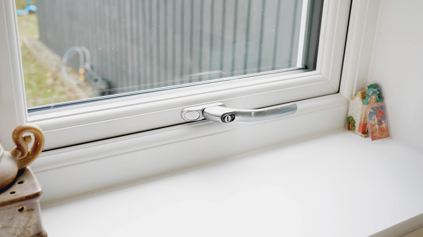 Lorimer casement window and handle close up
